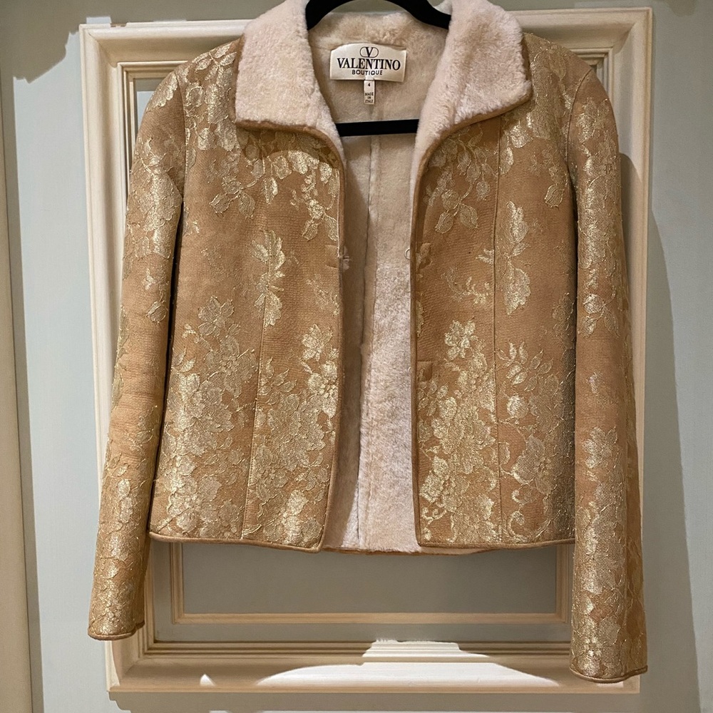 Cropped Valentino Fur Lined Lace Coat